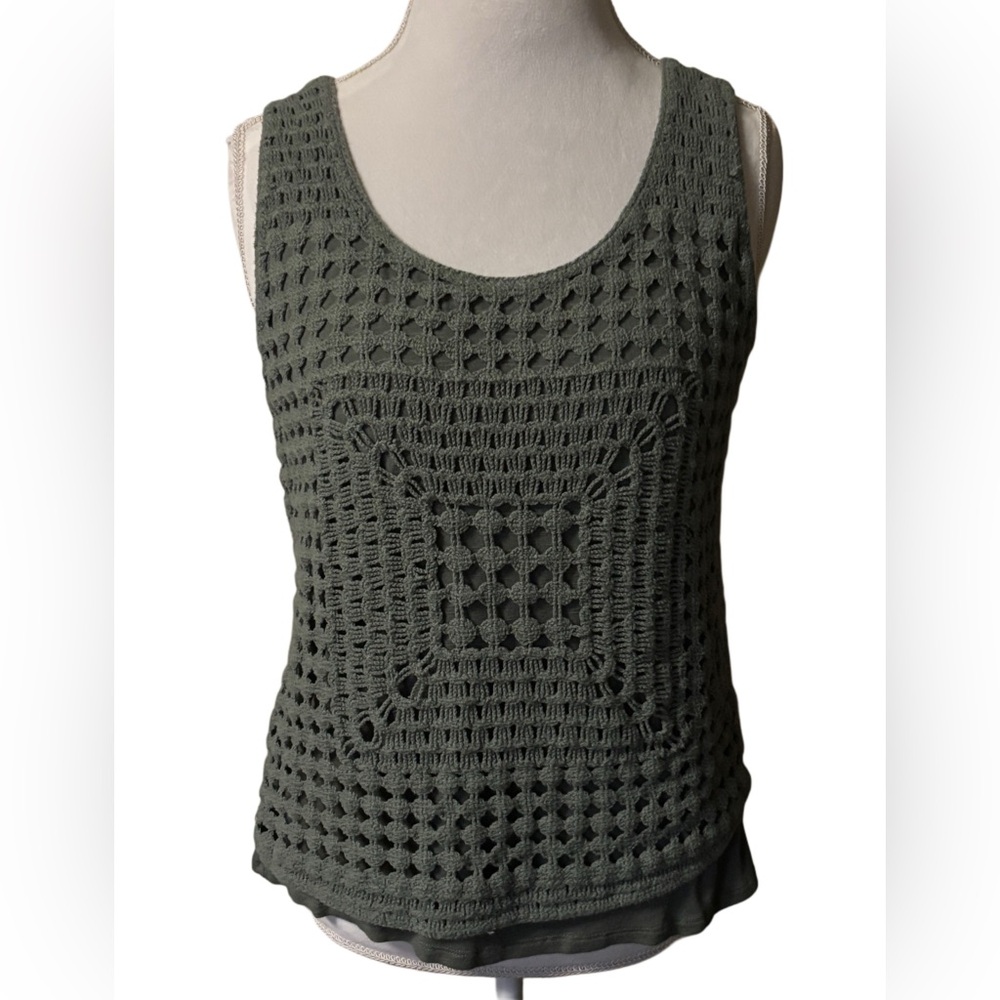 Maurice’s Olive Green Crochet Sleeveless Top Size L